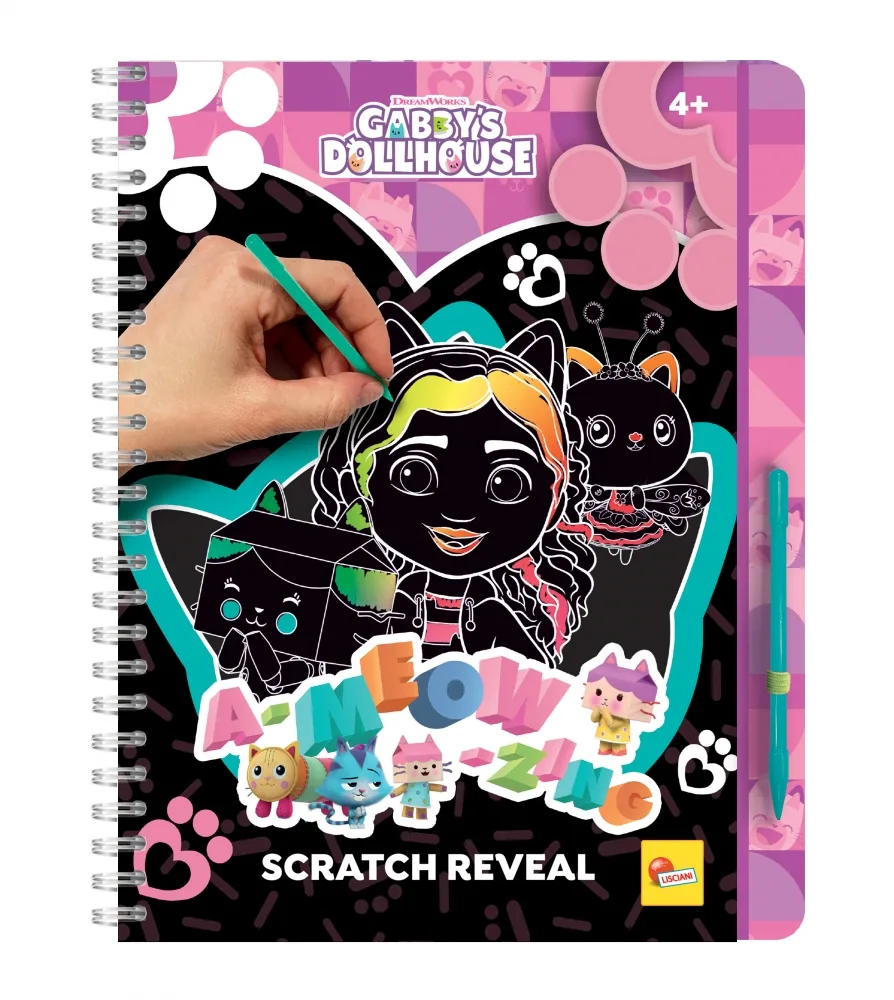 Творчески комплект, Lisciani, Gabby's Dollhouse, Scratch Reveal, Скречбук A-meow-zing