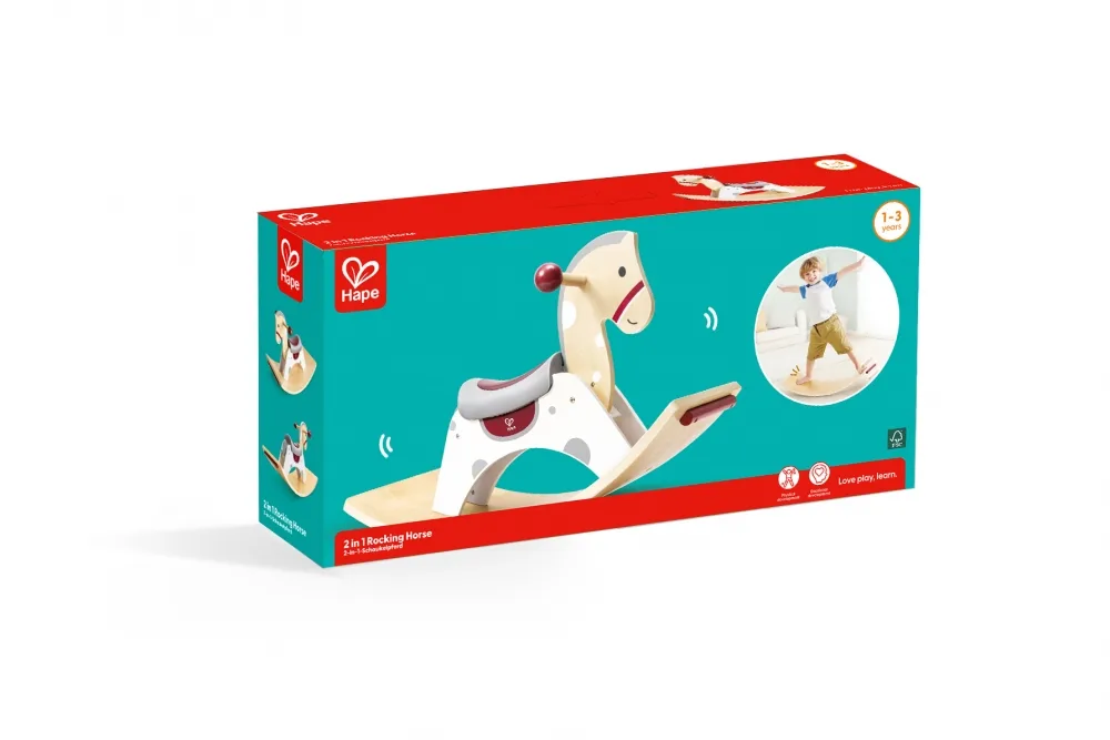 Дървена играчка, Hape, Конче люлка 2 в 1, 70 x 30 x 41.8 см