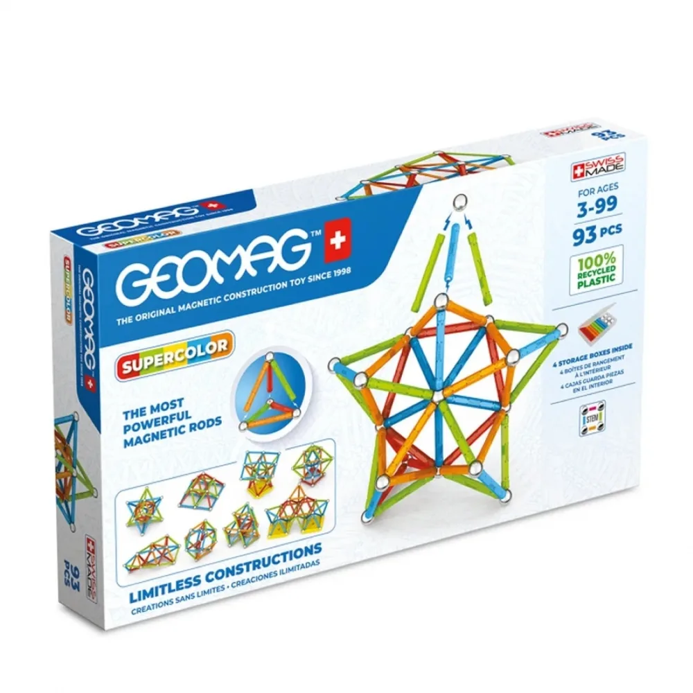 Магнитен конструктор, Geomag, Supercolor, 93 части