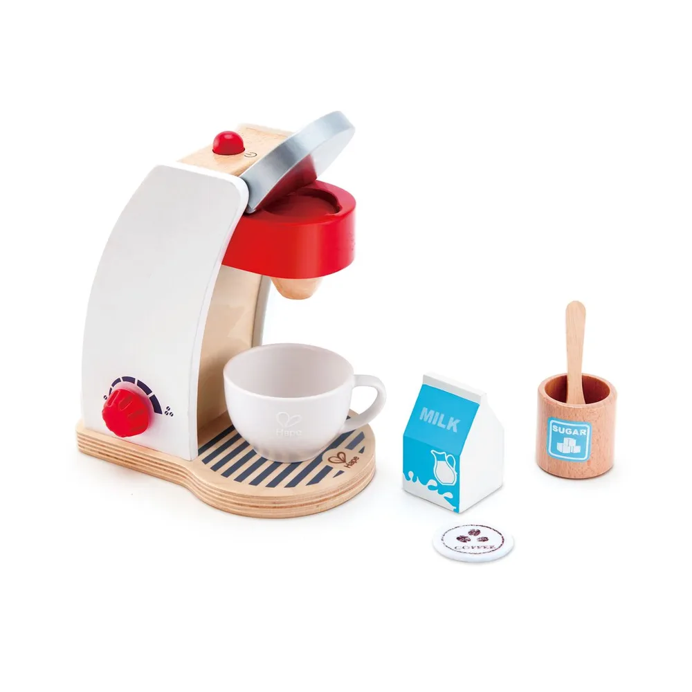 Игрален комплект, Hape, Дървена кафе машина, 6 части