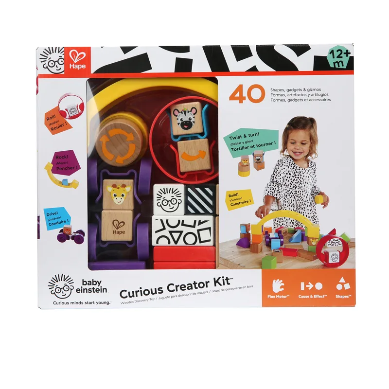 Дървен комплект, Hape, Baby Einstein, Дървени кубчета за откриватели
