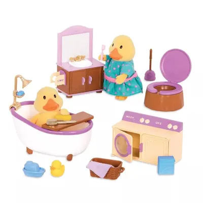 Комплект за игра, Battat, Li'l Woodzeez, Баня, 16 части