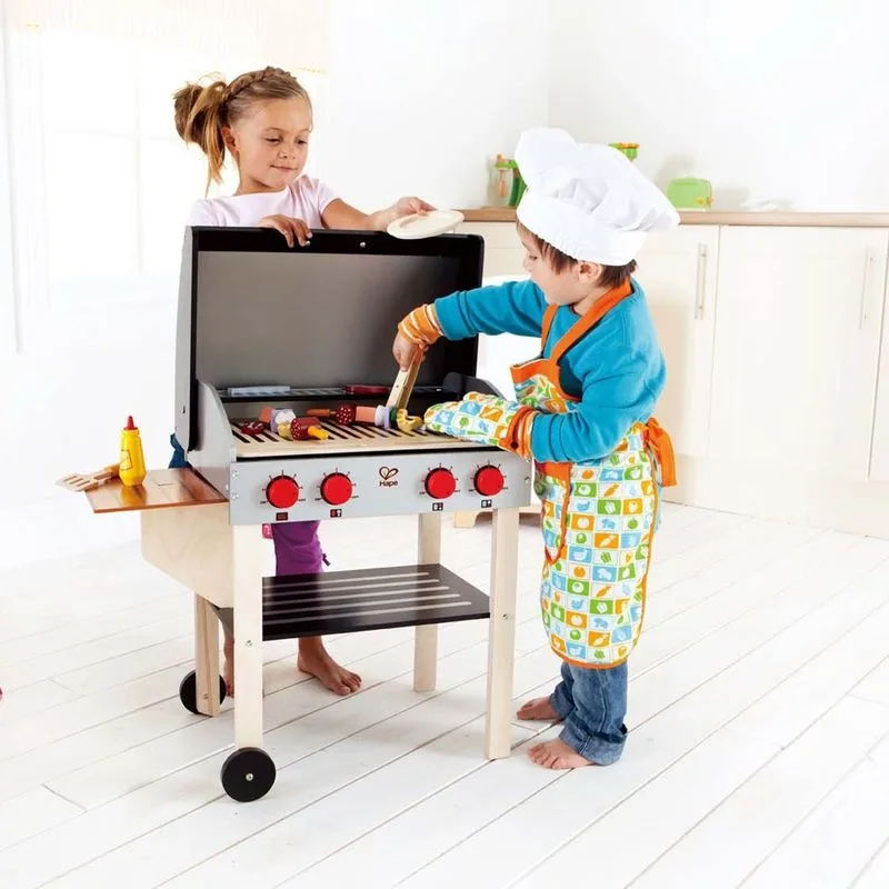 Игрален комплект, Hape, Дървен грил с продукти, 22 части