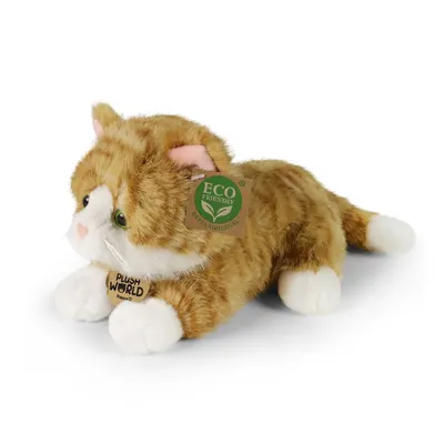 Плюшена играчка Коте, рижаво, лежащо, 22 см., серия Plush World