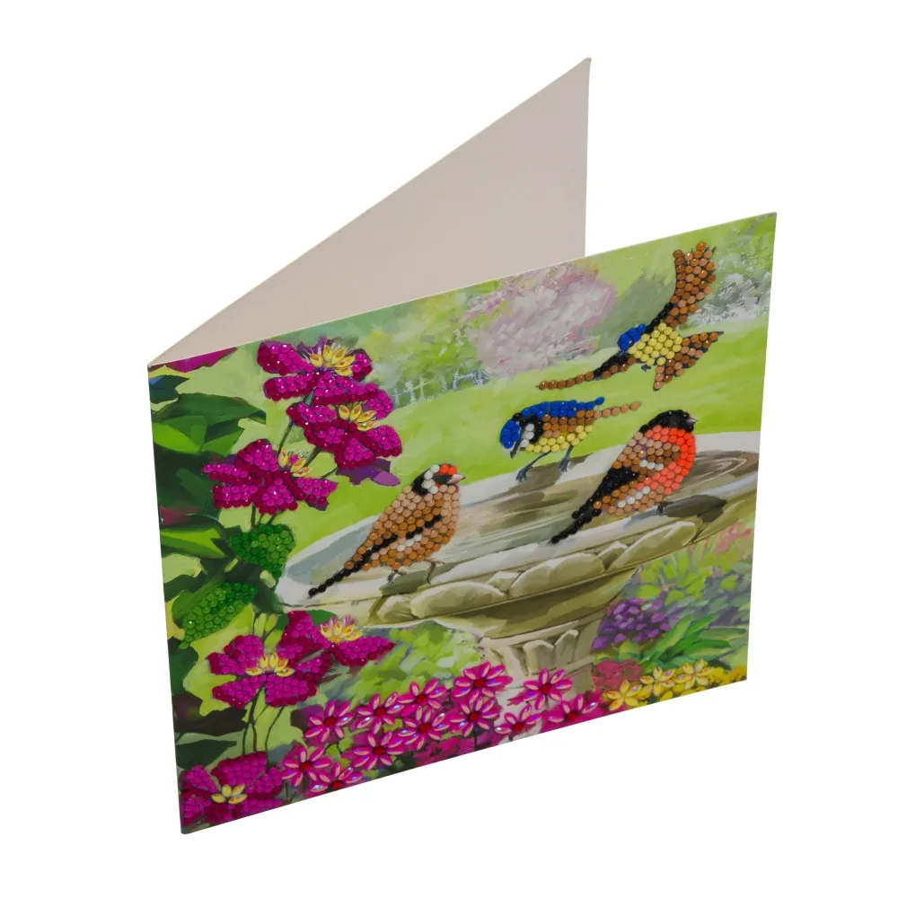Комплект поздравителна картичка с диамантен живопис, Craft Buddy, Птици, 18 x 18 см