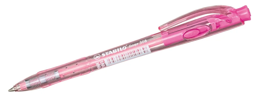 Химикалка с механизъм, Stabilo, Liner F, Розов