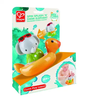 Играчка за баня Hape, Въртящо се слонче с пояс, променящ цвета си