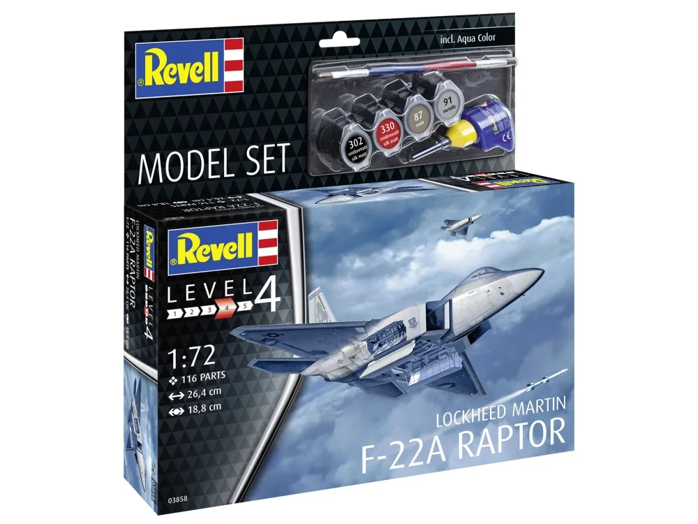 Сглобяем модел, Revell, Самолет, Lockheed Martin F-22A Raptor , 116 части