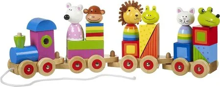 Голям дървен влак, пъзел и сортер - Animals Collection