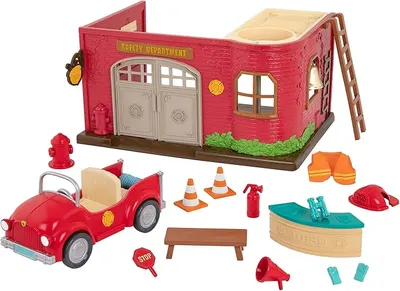 Комплект за игра, Battat, Li'l Woodzeez, Пожарна станция