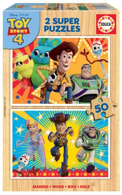 Дървен пъзел, Educa, Играта на играчките 4, 2х50 части