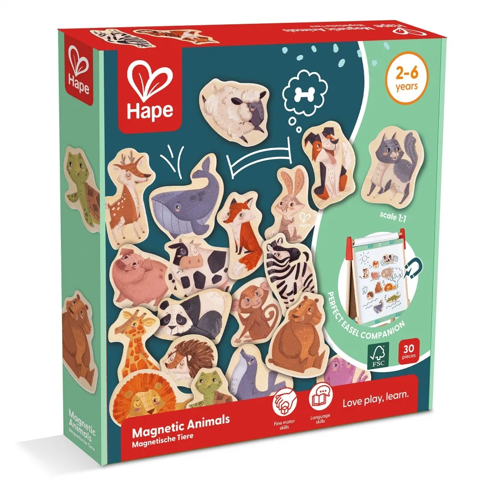 Комплект за игра, Hape, Магнитни животни, 30 броя