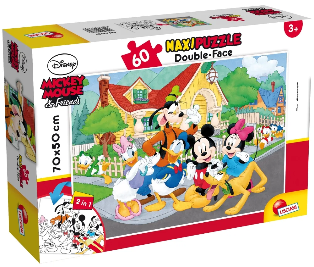Пъзел, Lisciani, Mickey Mouse, Двулицев пъзел 60 части