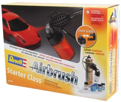 Комплект еднодействащ аерограф, Revell, Starter Class, 10 части