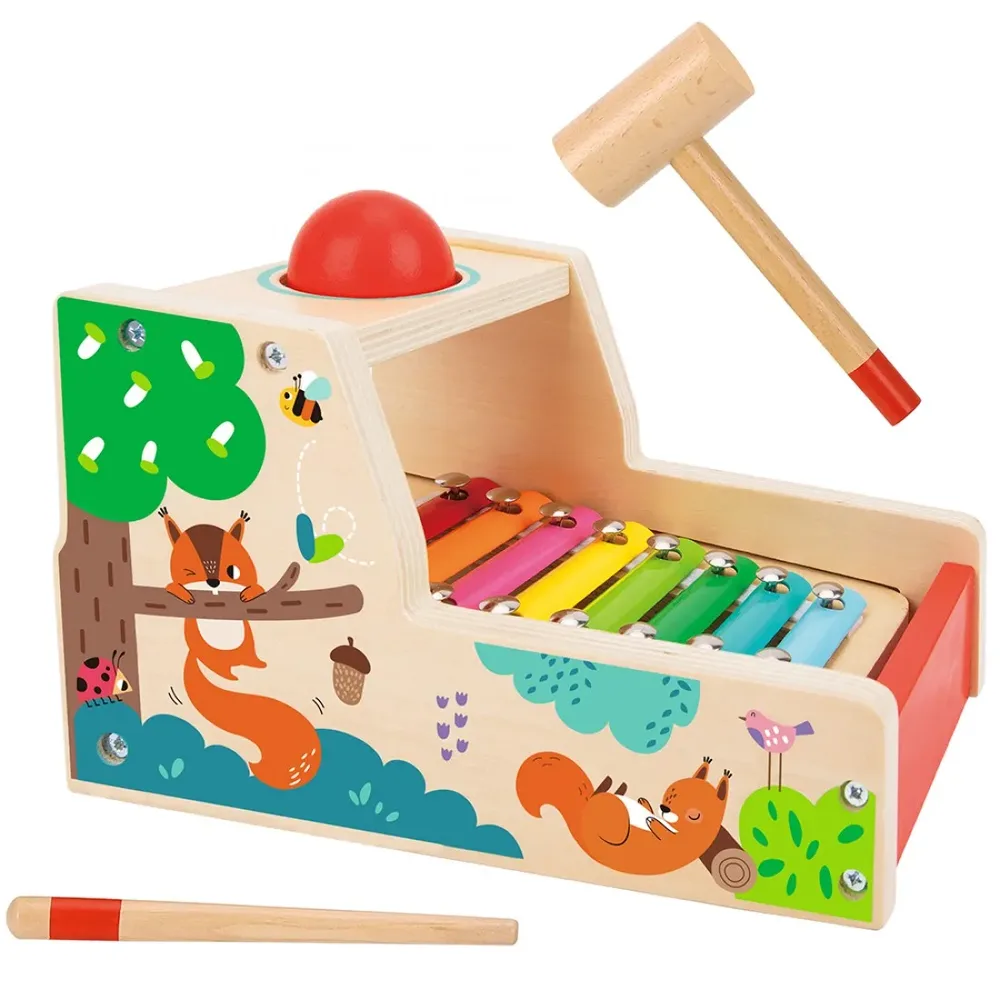 Дървена игра с топче и ксилофон, 2 в 1