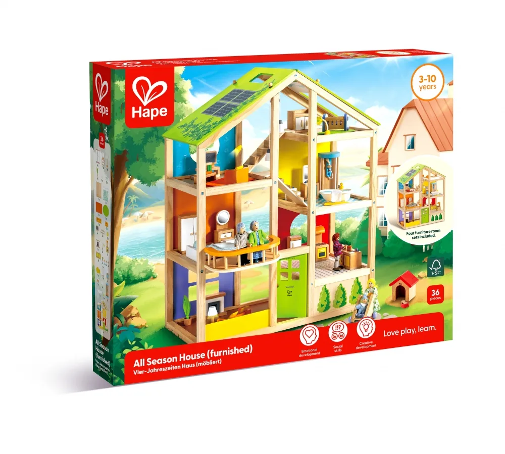 Куклена къща с обзавеждане, Hape, 36 части