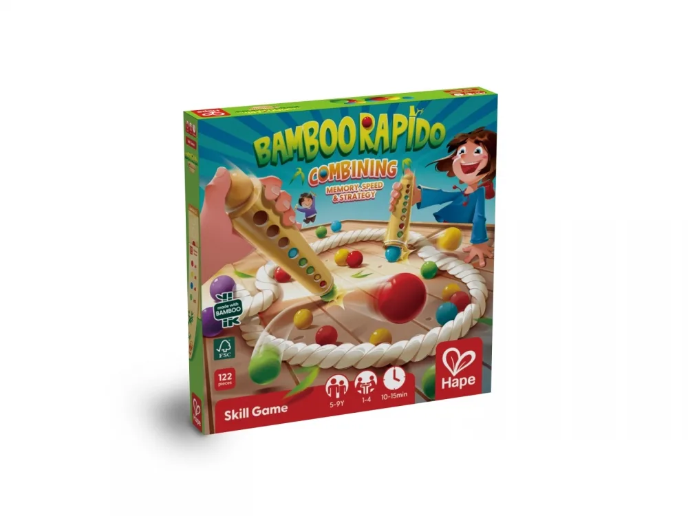 Дървена игра, Hape, Bamboo Rapido, бамбукови пръчки и цветови комбинации