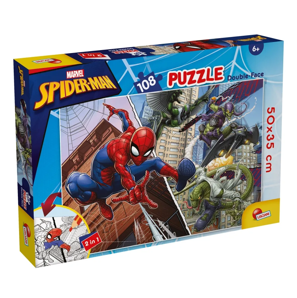 Пъзел, Lisciani, Spider-man, Двулицев пъзел 108 части
