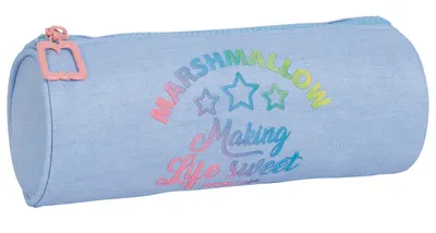 Ученически цилиндричен несесер, Marshmallow, Sweet Vintage, 8 x 21 x 8 см, Син