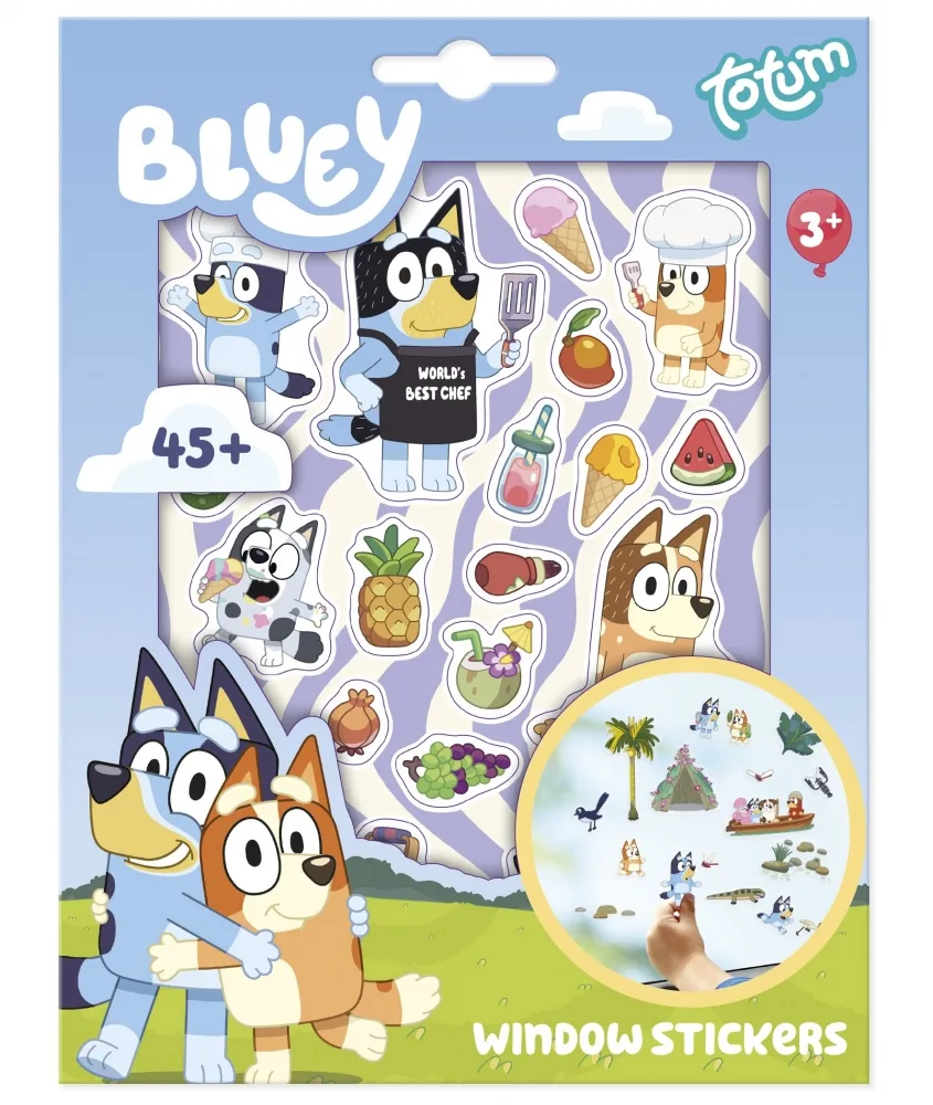 Творчески комплект Totum, Bluey, Стикери за стъкло, 45 броя