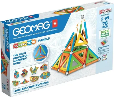 Магнитен конструктор, Geomag, Supercolor Panels, 78 части