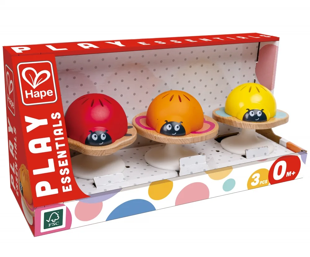 Комплект дрънкалки, Hape, Калинки, 3 броя