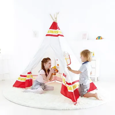 Палатка за игра, Hape, Червена, 121 x 151 x 121 см