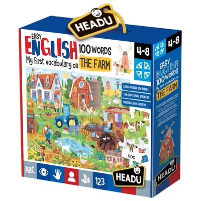 Образователен пъзел, Headu, Първи 100 английски думи, Ферма