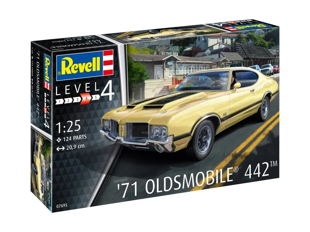 Сглобяем модел, Revell, Oldsmobile 442 1971 Coupe, 124 части