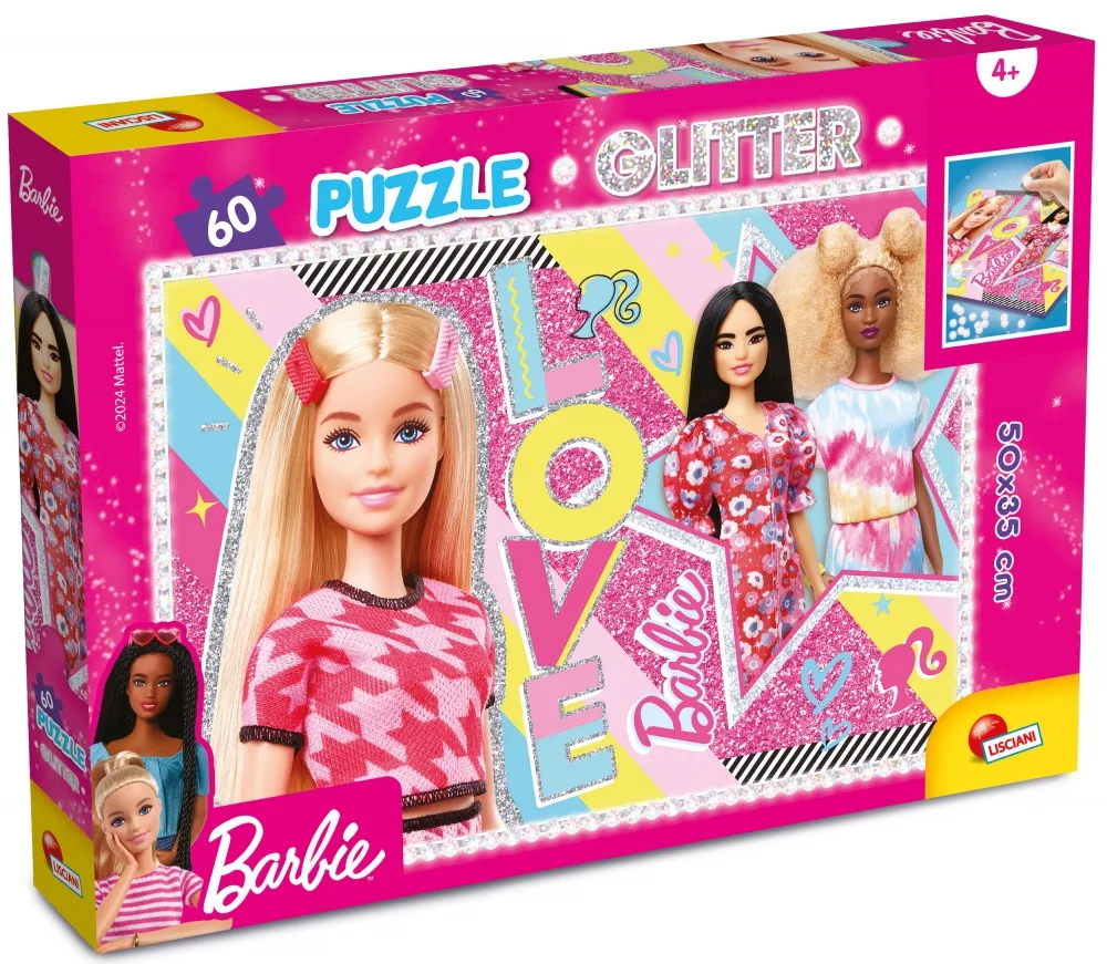 Пъзел, Lisciani, Barbie, Селфи, Блестящ пъзел, 60 части