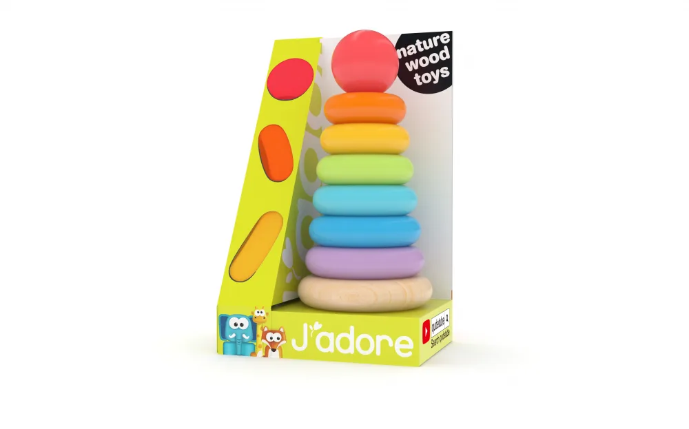Дървен сортер с рингове, J'adore, Дъга, 8 части