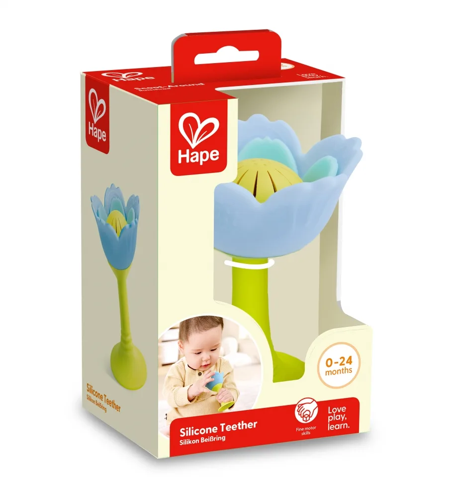 Дрънкалка и гризалка за зъби, Hape, Синьо цвете