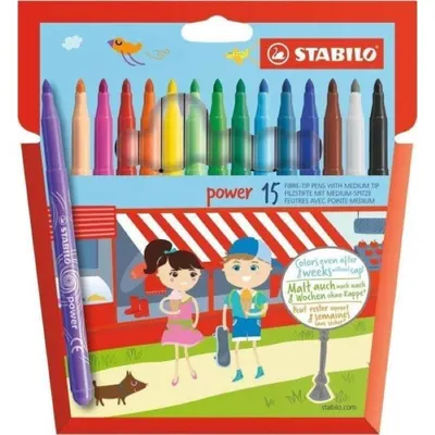 Комплект флумастери, Stabilo, Power, 15 цвята