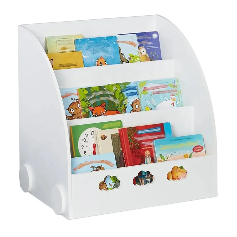 Детска Етажерка GINGER HOME с 3 Отделения за Съхранение на Книжки, Облак, Бяла
