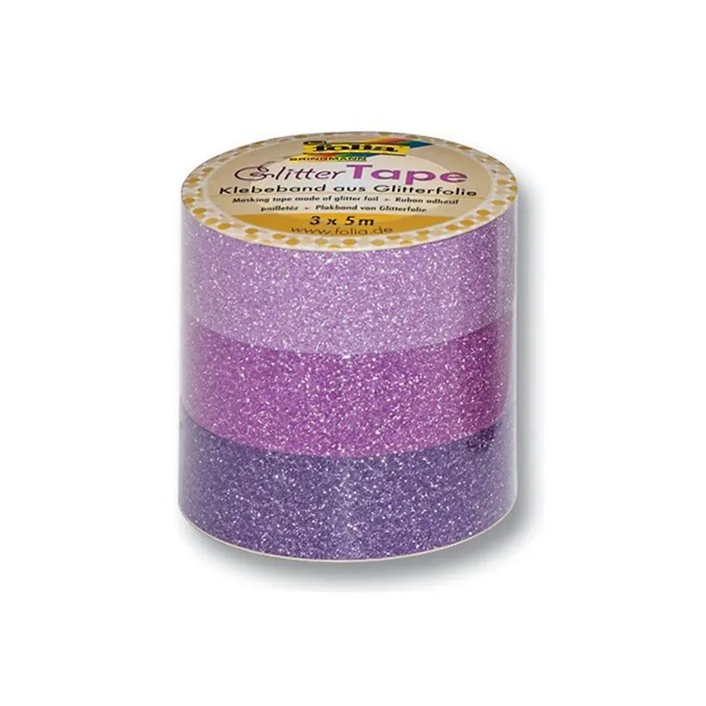 Комплект блестящи лепенки за декорации, WASHI TAPE, Розово-лилави, 3 бр.