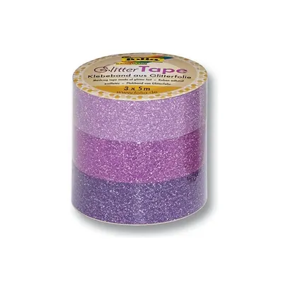 Комплект блестящи лепенки за декорации, WASHI TAPE, Розово-лилави, 3 бр.