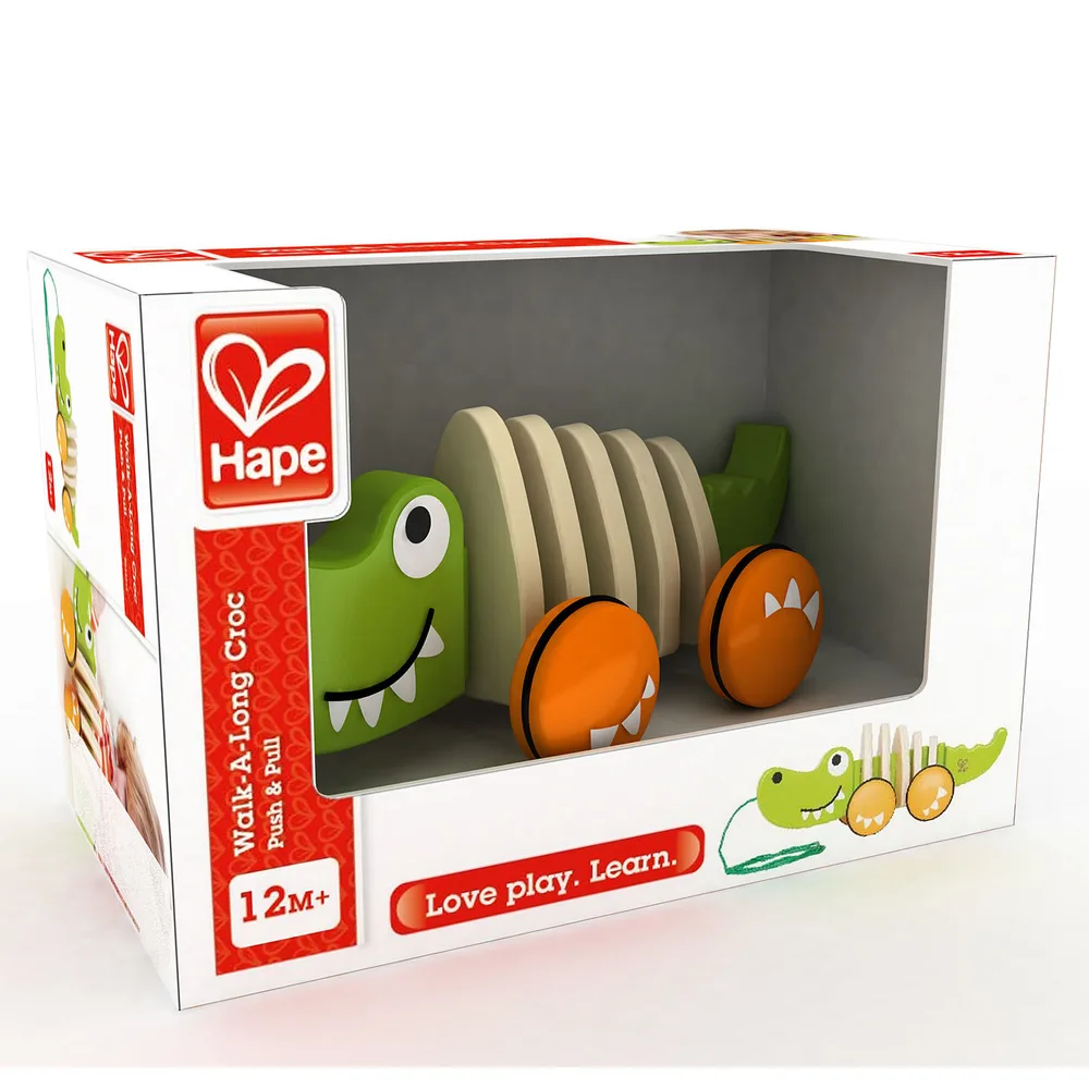 Дървена играчка за дърпане, Hape, Крокодил, 22 х 9.2 х 16.2 см