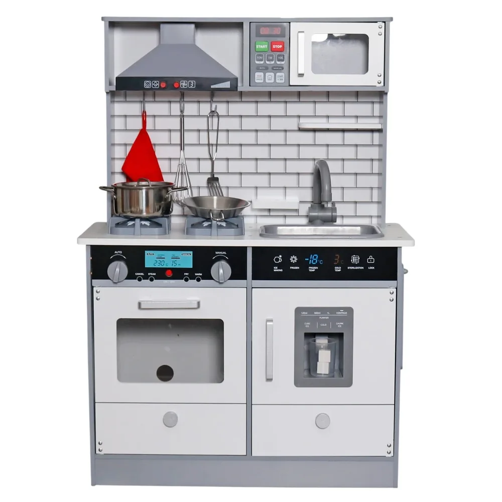Детска Дървена Кухня GINGER HOME със Звук, Светлина, Бяла W10C493J