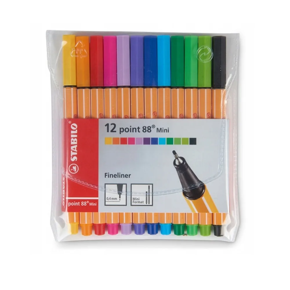 Комплект тънкописци, Stabilo, Point 88 Mini, 12 цвята