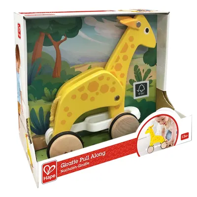 Дървена играчка за дърпане, Hape, Жираф, 24 x 11 x 20 см