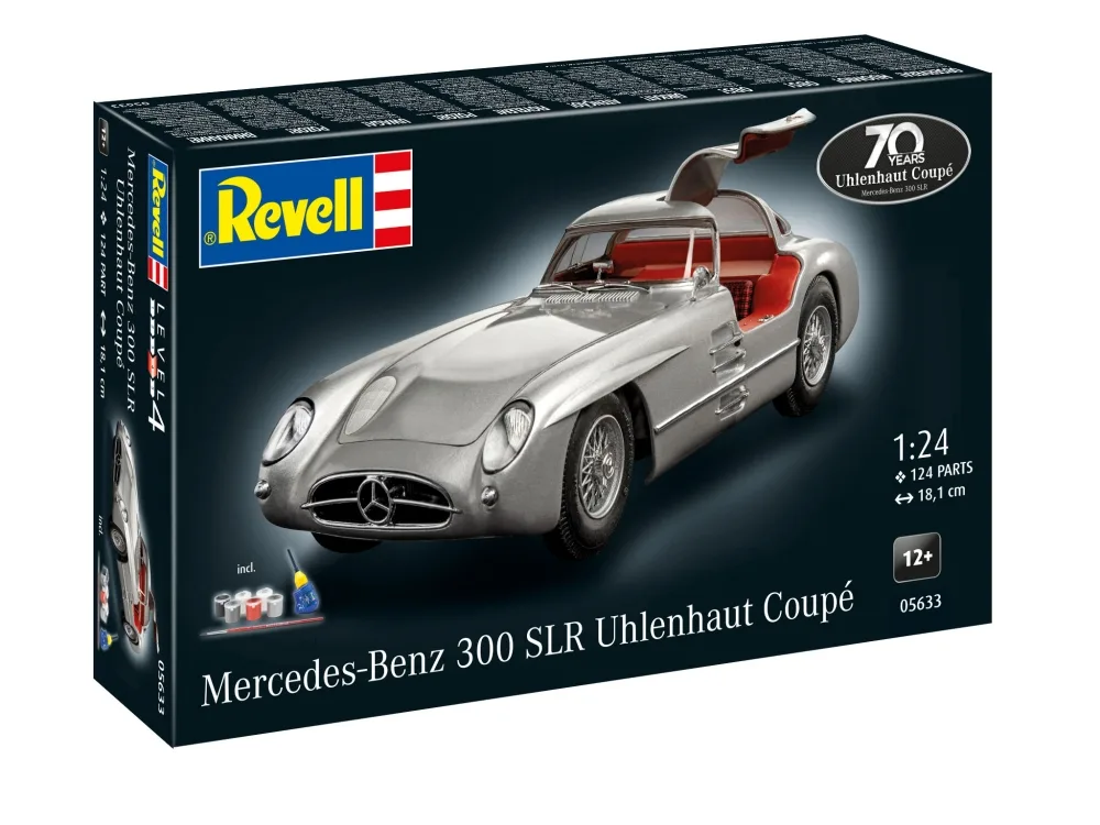 Сглобяем модел, Revell, Подаръчен комплект автомобил Mercedes-Benz 300 SLR, 124 части