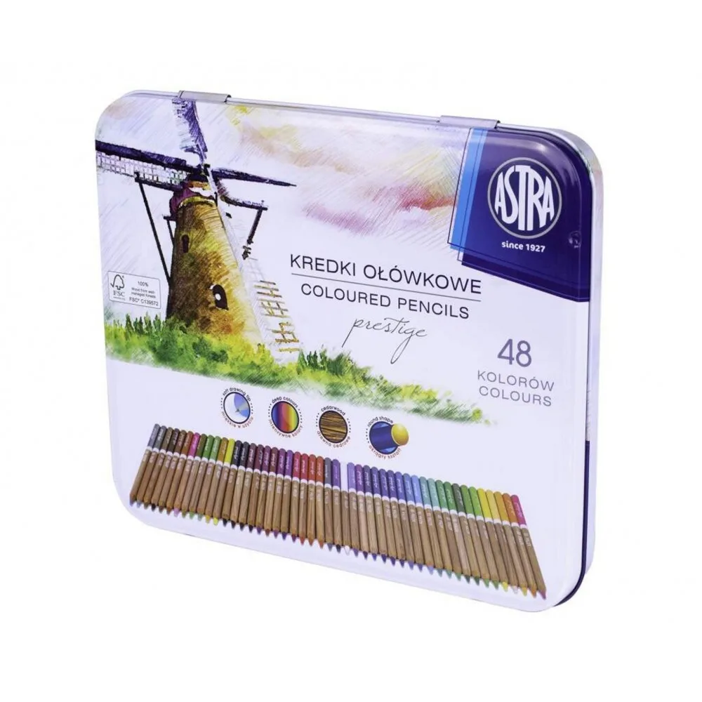 Комплект цветни моливи, Astra, Престиж, 48 цвята
