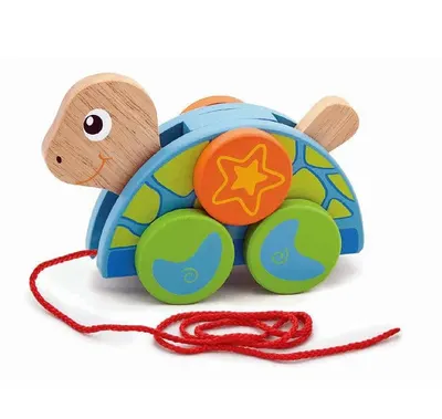Детска дървена играчка за дърпане - Костенурка