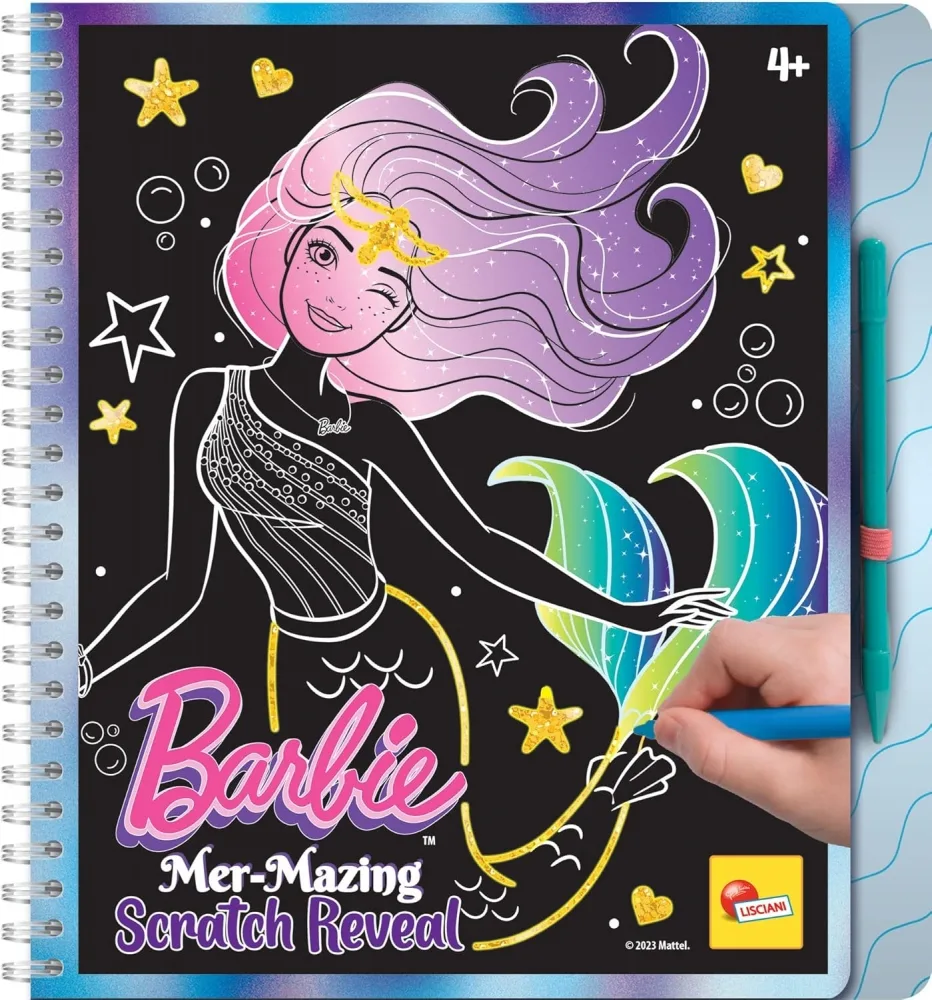 Творчески комплект, Lisciani, Barbie, Scratch Reveal, Скречбук Русалка