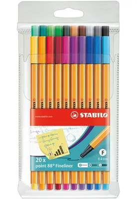 Комплект тънкописци, Stabilo, Point 88, 20 цвята