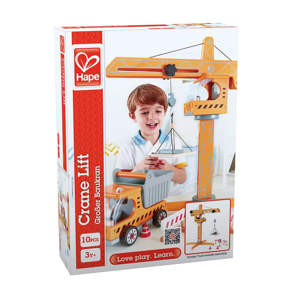 Дървен комплект, Hape, Товарен кран, 10 части