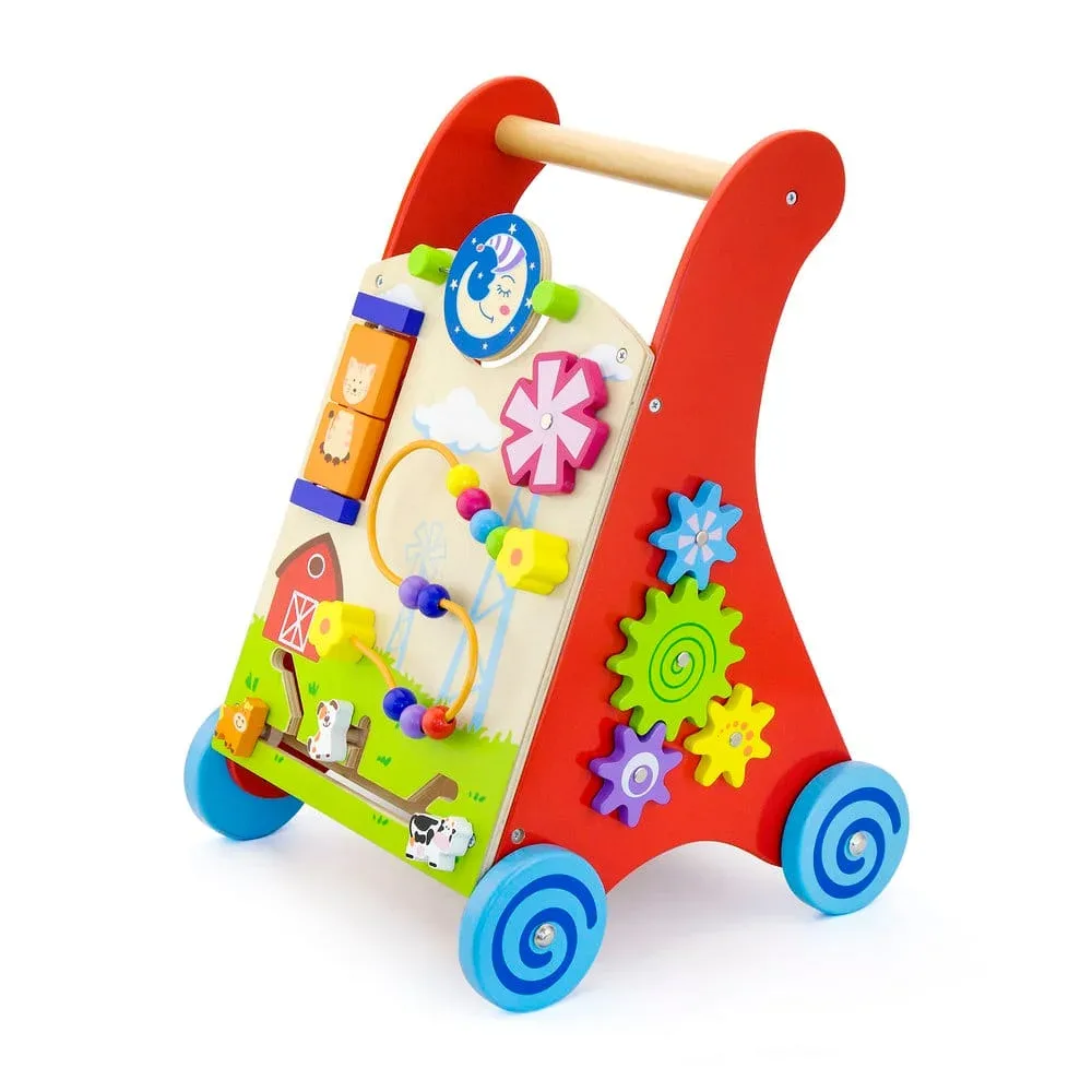 Активираща бебешка проходилка от дърво-уолкър