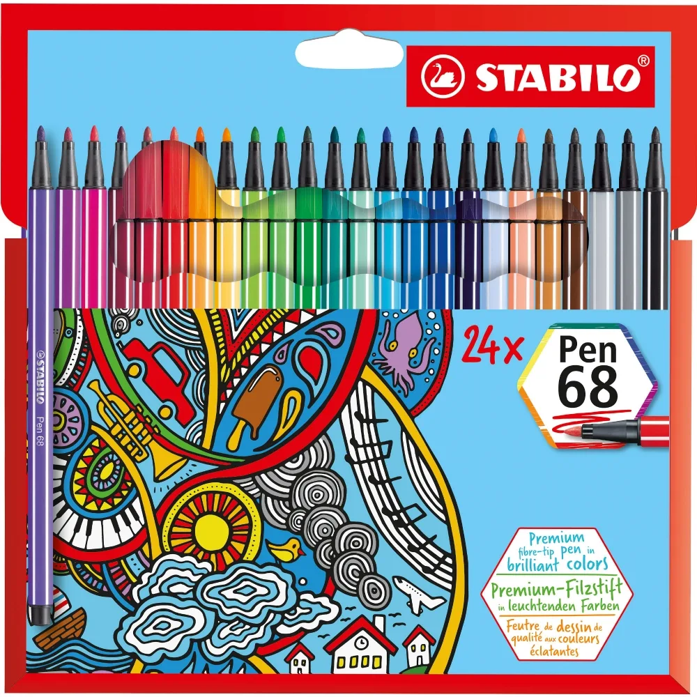Комплект флумастери, Stabilo, Pen 68, 24 цвята