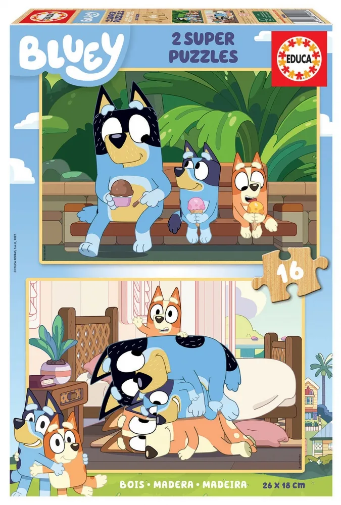 Пъзел за деца, Educa, Bluey, 2 x 16 части