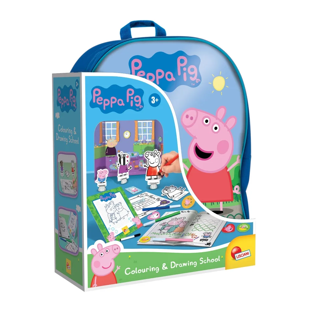 Творчески комплект, Lisciani, Peppa Pig, 2 в 1 раница с комплект за рисуване